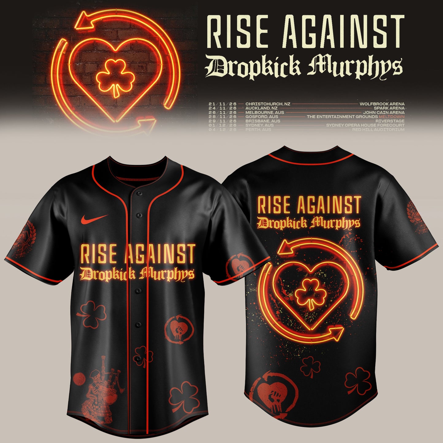_ Rise.against x Dropkick.murphys Shamrock Riot Jersey