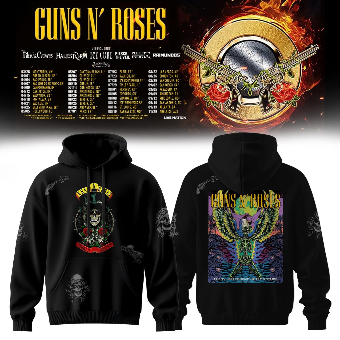 Guns N’ Roses 2026 TOUR HOODIE IS HERE – LIMITED EDITION 🔥