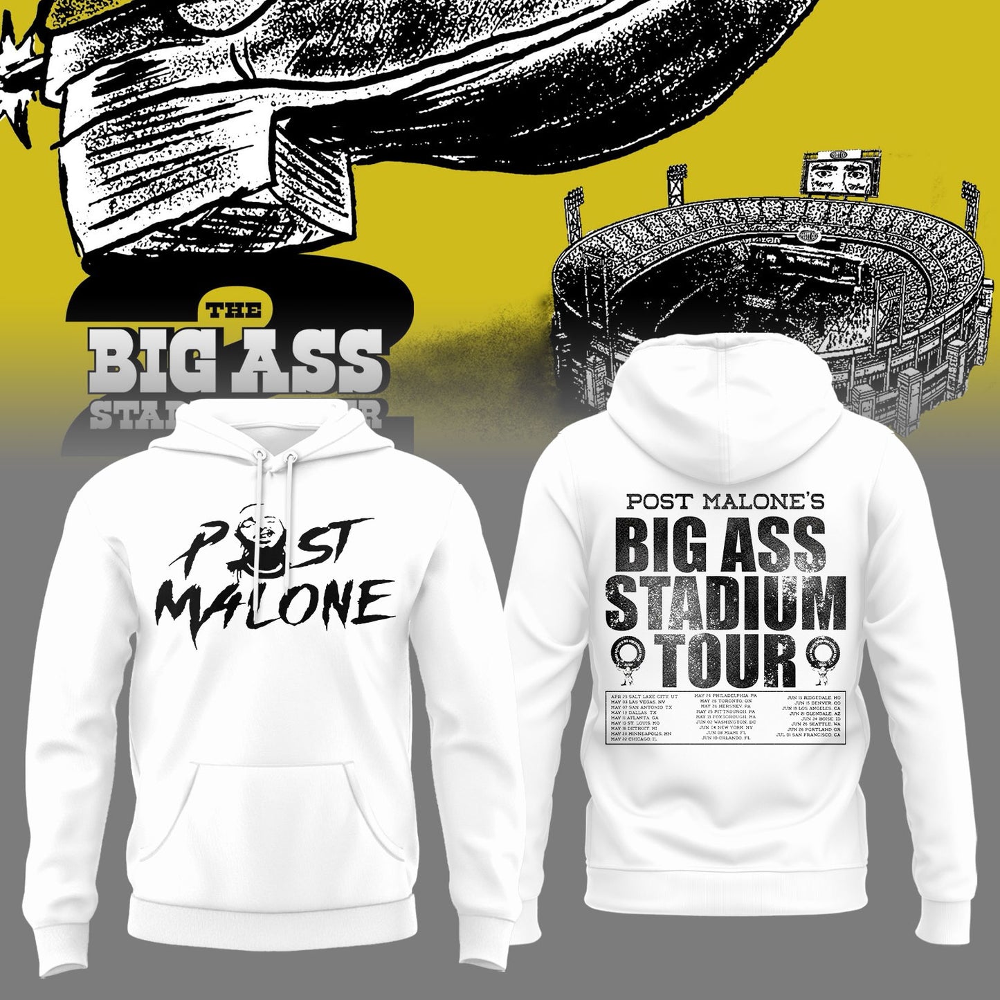 Post Malone THE BIG ASS STADIUM TOUR 2026 Limited Edition Tshirt