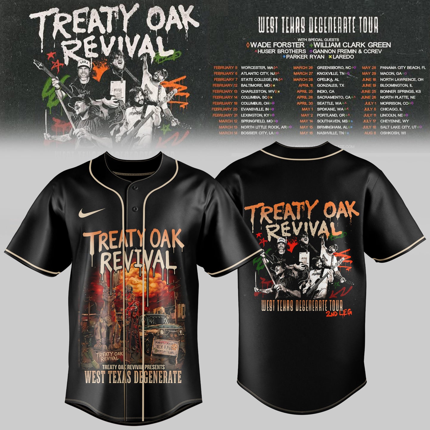 Treaty Oak Revival – West Texas Degenerate Tour Jersey