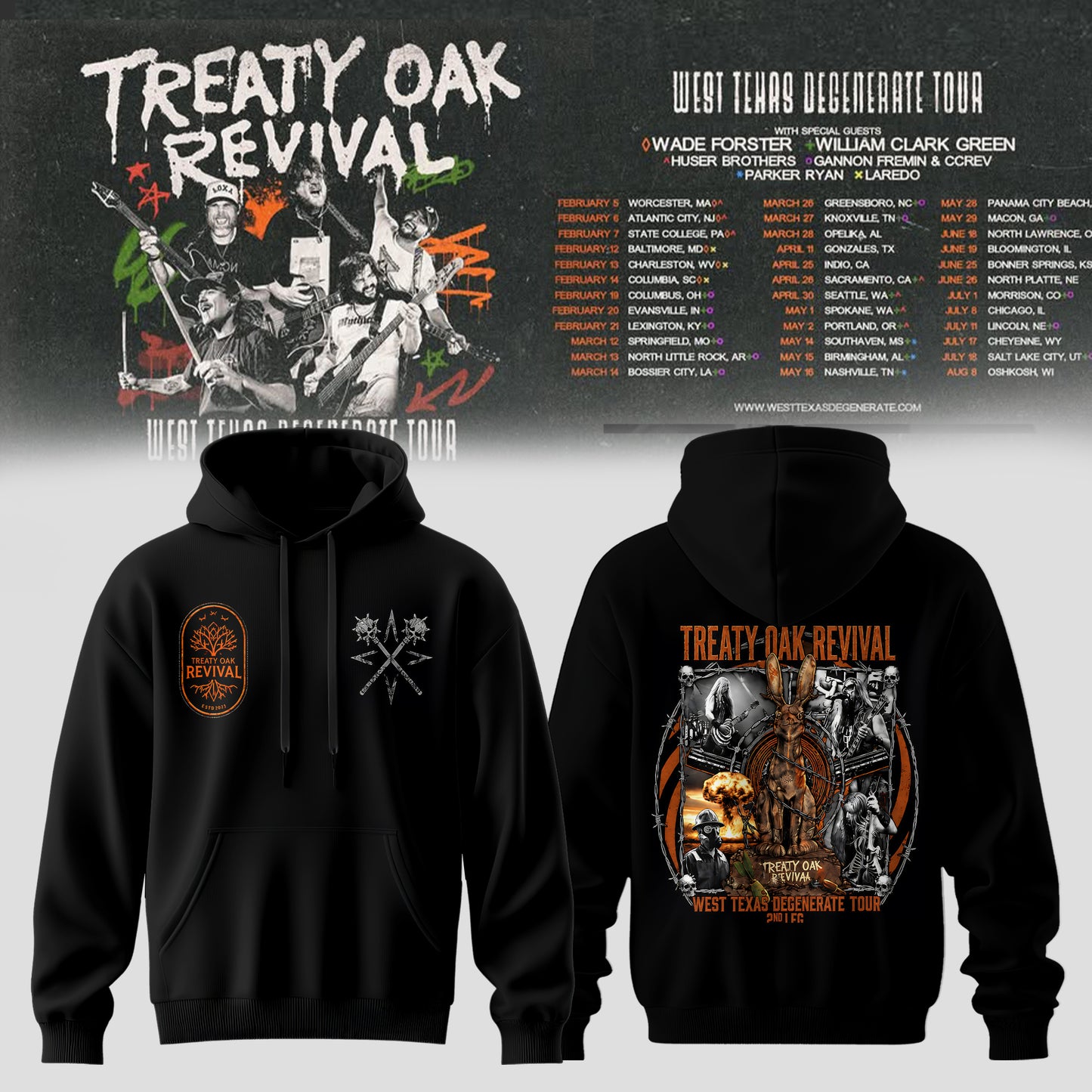 Treaty Oak Revival – West Texas Degenerate Tour Hoodie