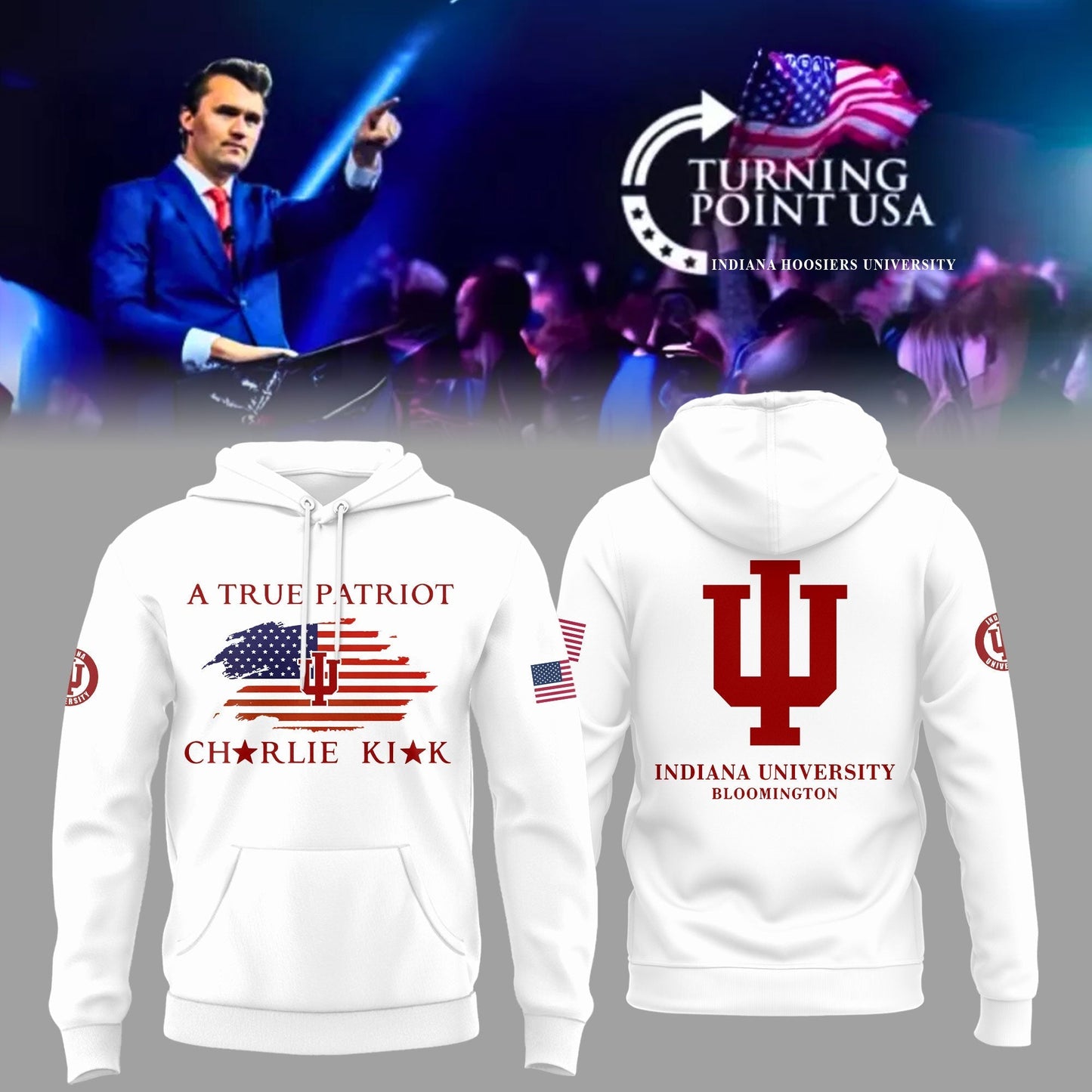 Charlie Kirk Memorial - Indiana University Turning Point USA Hoodie - Indiana Turning Point Freedom Shirt