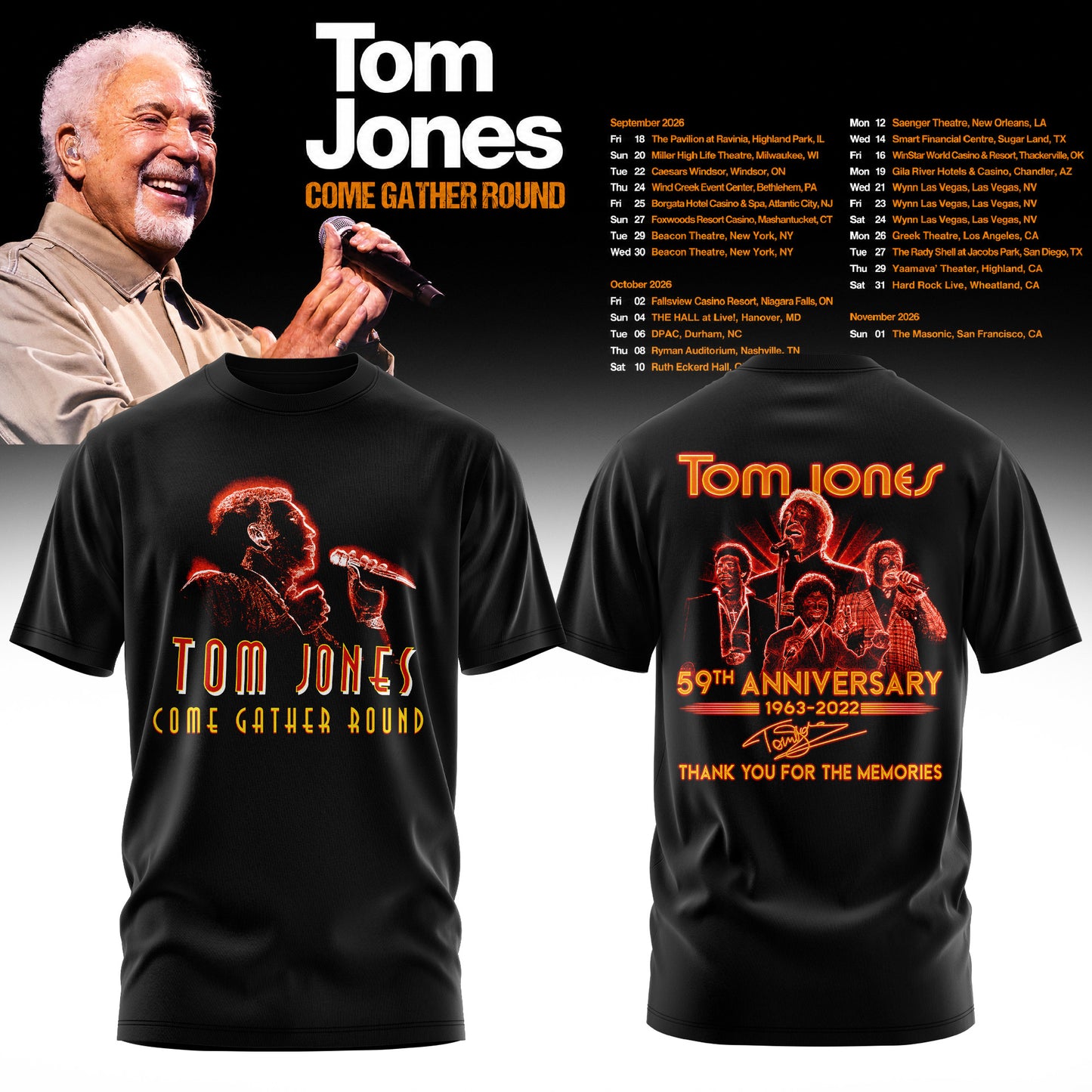 TOM JONES – COME GATHER ROUND COLLECTION TEE
