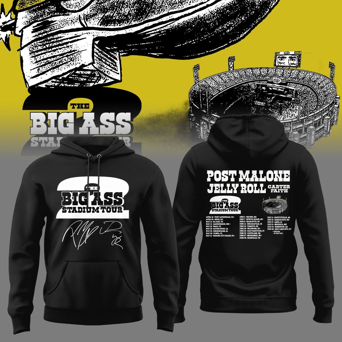 Post Malone THE BIG ASS STADIUM TOUR 2026 Limited Edition Tshirt