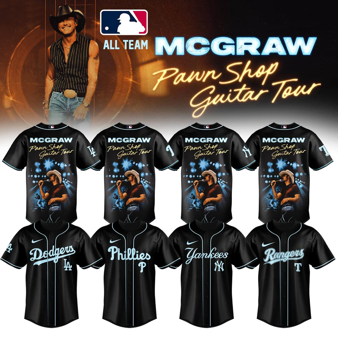.Baseball x Tim McGraw awn Shop Guitar Tour 2026 Edition Jersey