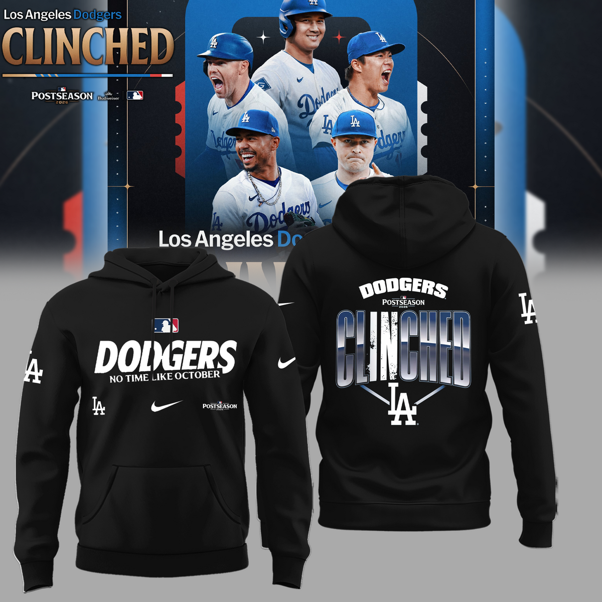 Limited Edition Los Angeles Dodgers Clinched Postseason 2026 Hoodie