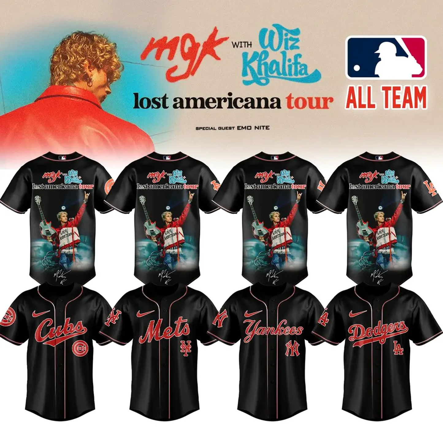 MGK Lost Americana Tour 2026 Special Edition Baseball Jersey ( All Team )