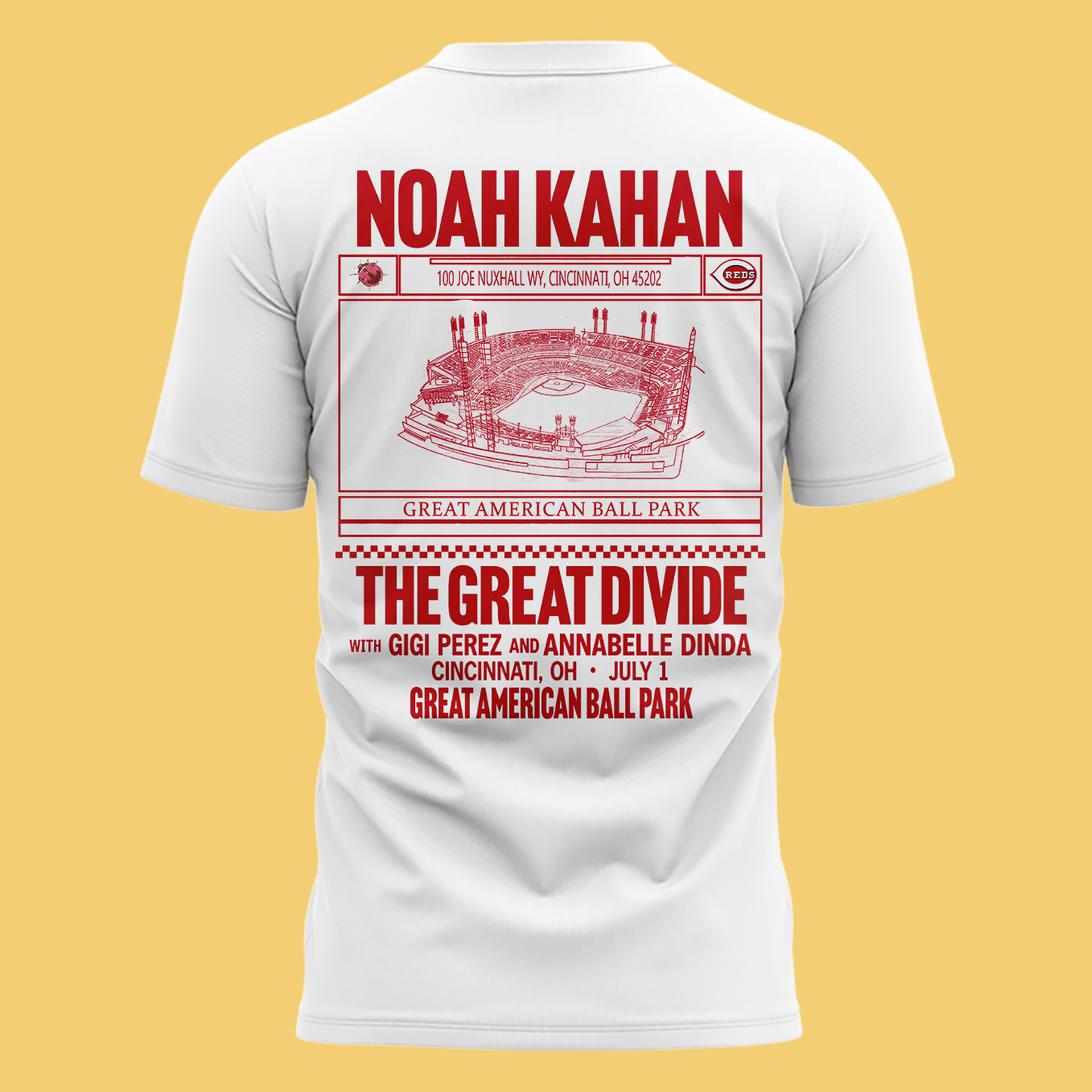 Limited Edtion Noah Kahan x Cincinnati Reds White Tshirt 2026