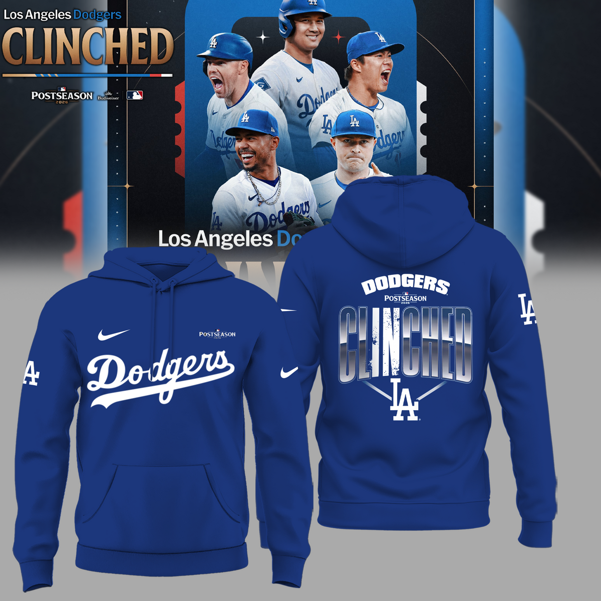 Limited Edition Los Angeles Dodgers Clinched Postseason 2026 Hoodie