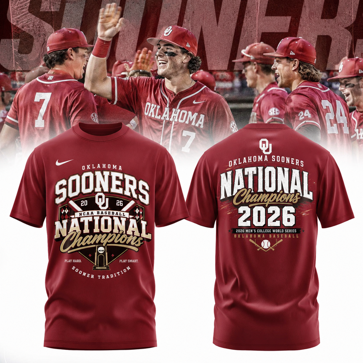 Oklahoma Sooners 2026 Baseball National Champions Tshirt