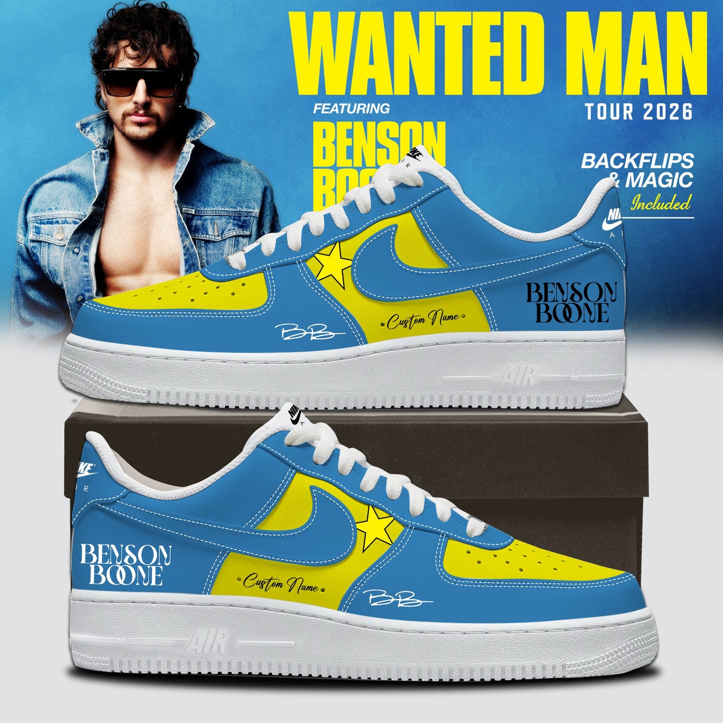 ..Benson Boone Wanted Man signed Shoes 12