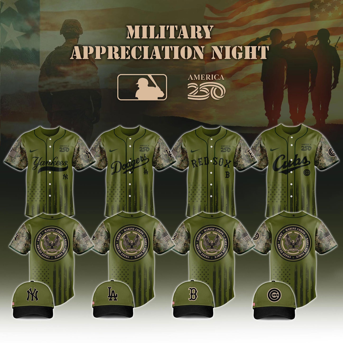 _All Team MLB x Military Appreciation 250 America Jersey Limited Edition 2026 V2