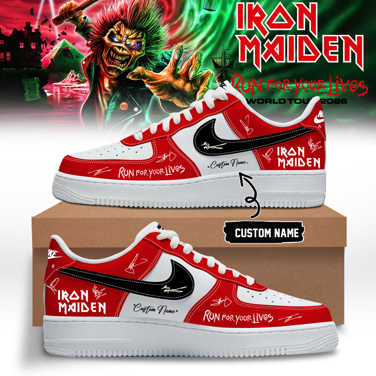 ,Iron Maiden – Run For Your Lives World Tour Shoes AF1
