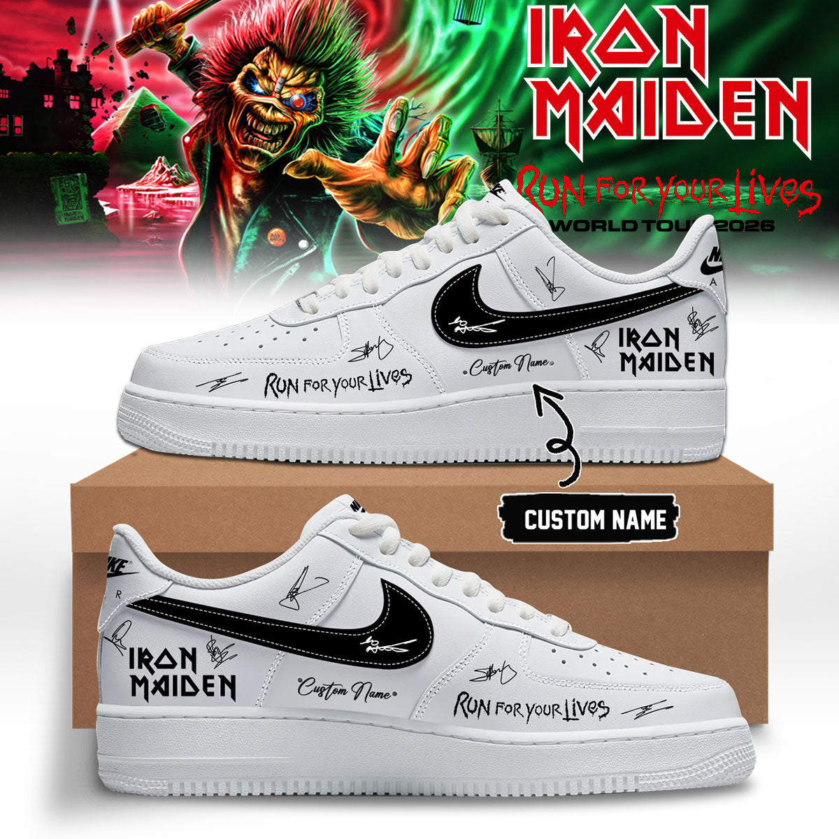 ,Iron Maiden – Run For Your Lives World Tour Shoes AF1