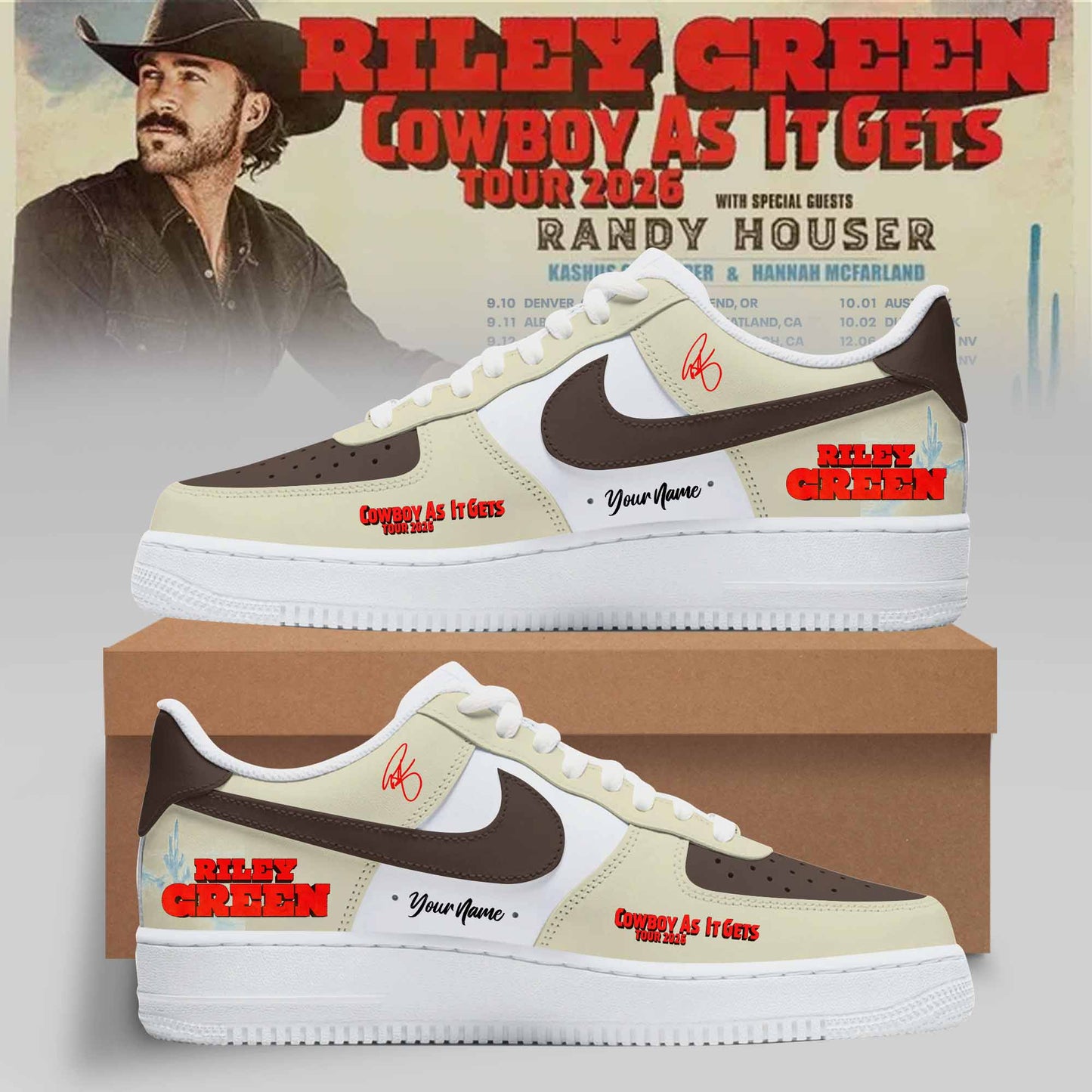 Riley Green’s Cowboy As It Gets Tour 2026 Collection Shoes