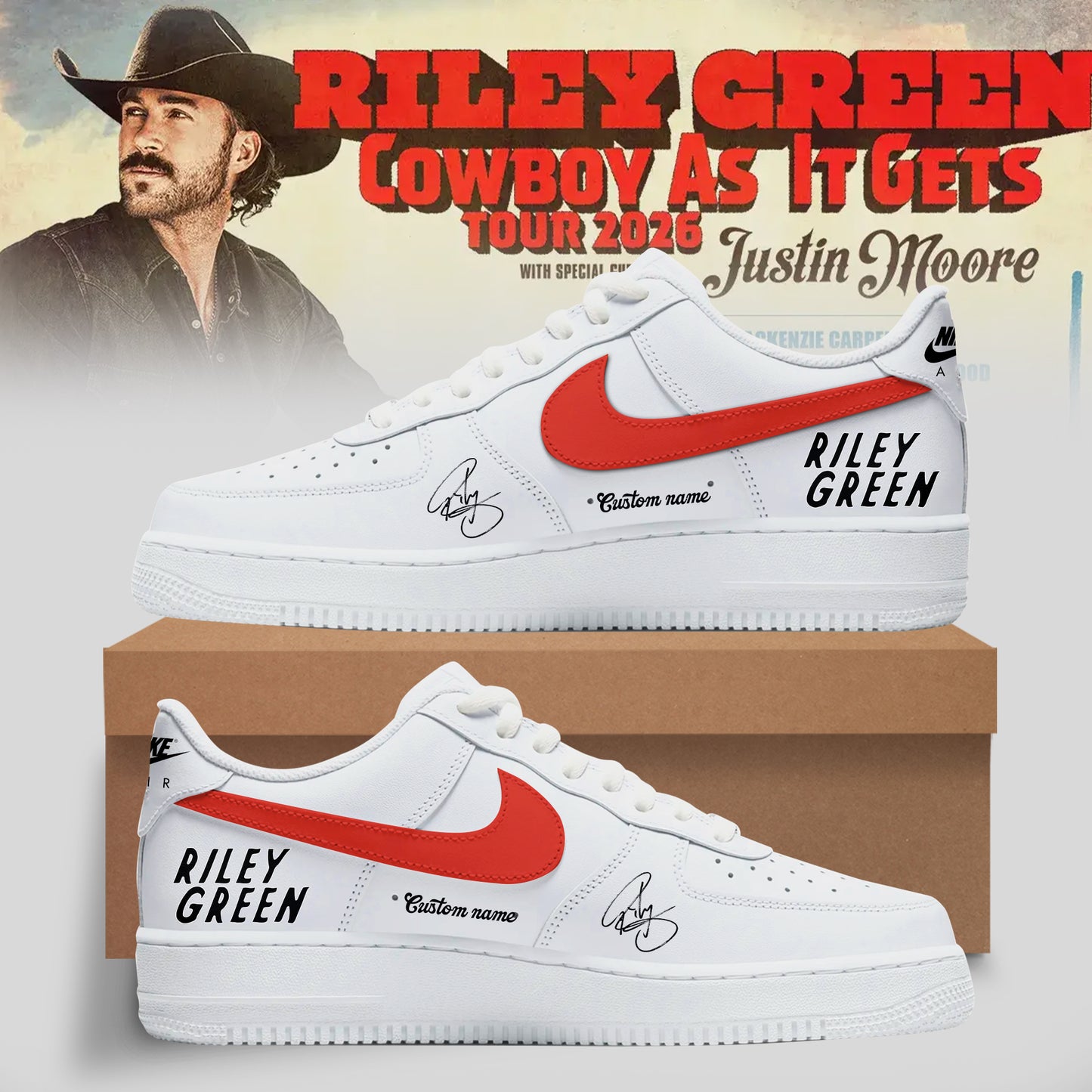 Riley Green’s Cowboy As It Gets Tour 2026 Collection Shoes