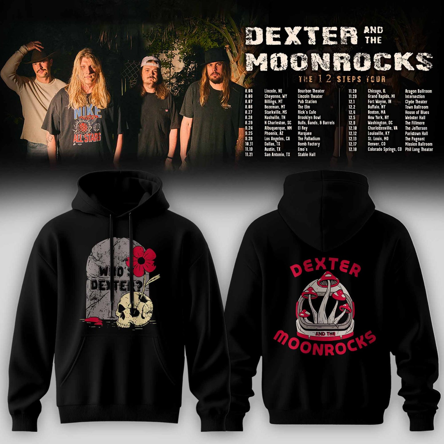 DEXTER & THE MOONROCK – THE 12 STEP TOUR 2026 Hoodie