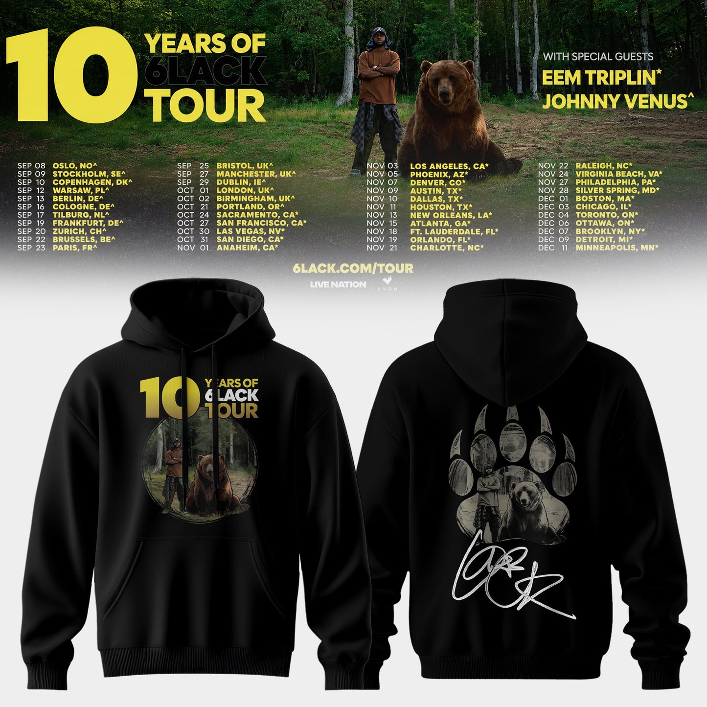 10 Years of 6LACK Tour Hoodie