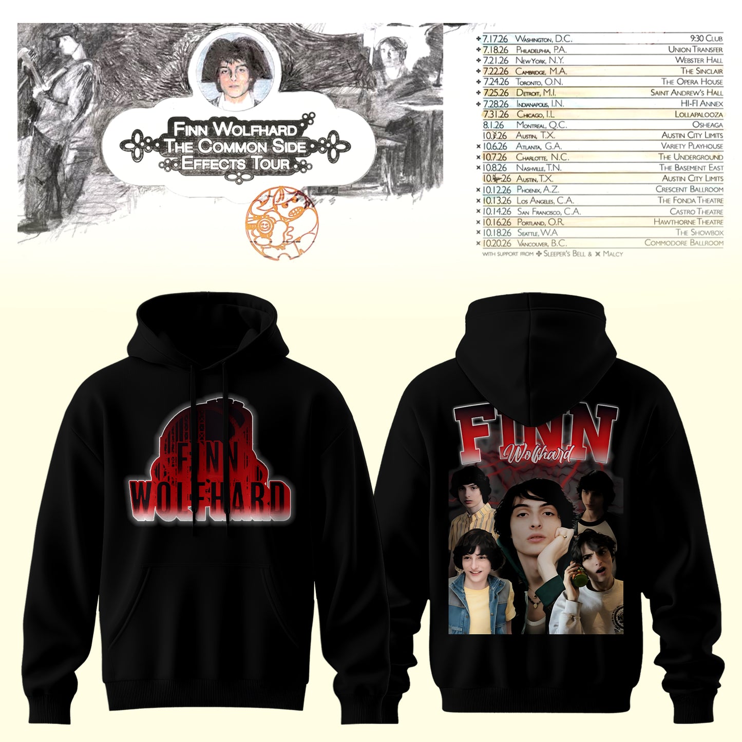 Finn Wolfhard – The Common Side Effects Tour Hoodie