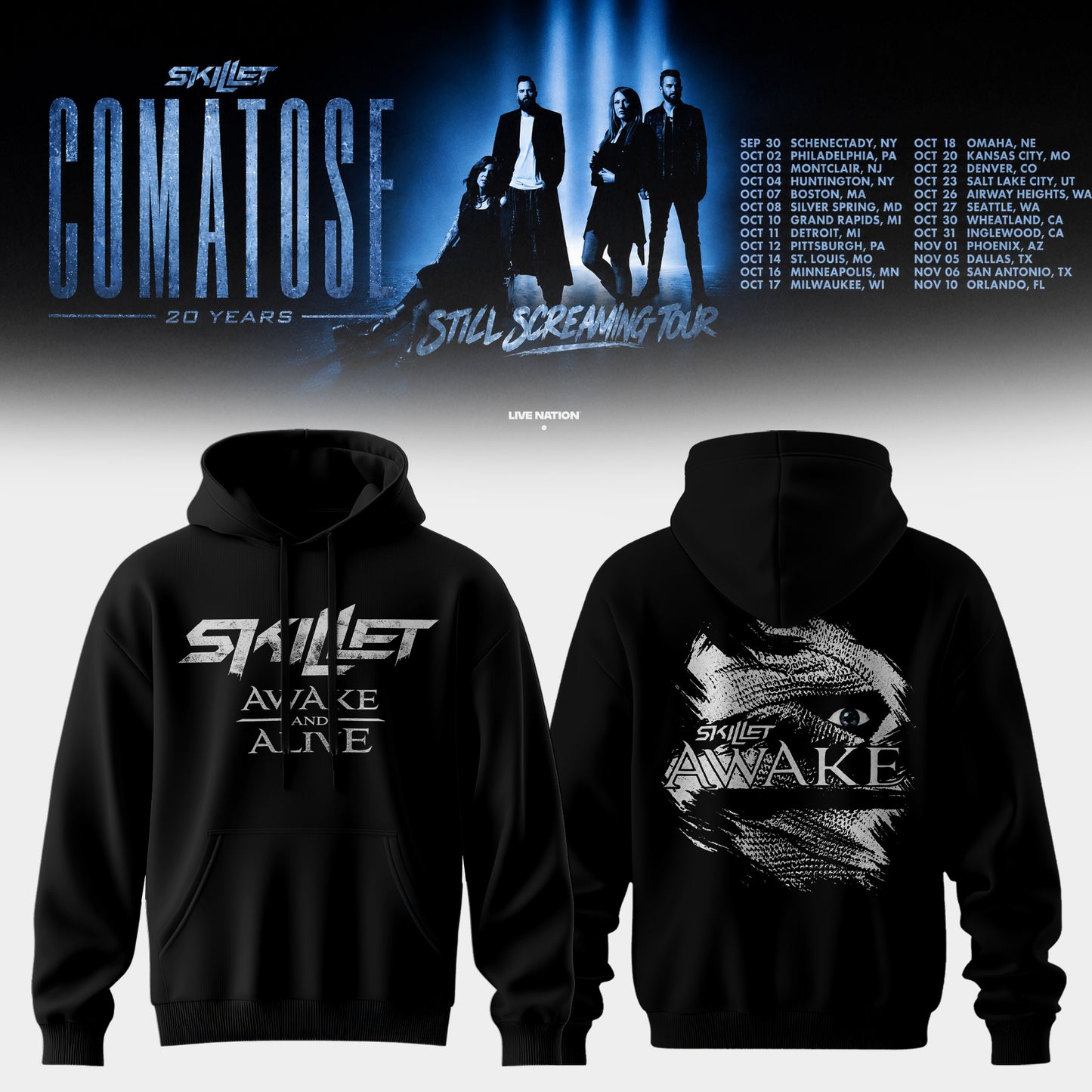 SKILLET “COMATOSE 20 YEARS” HOODIE COLLECTION IS HERE