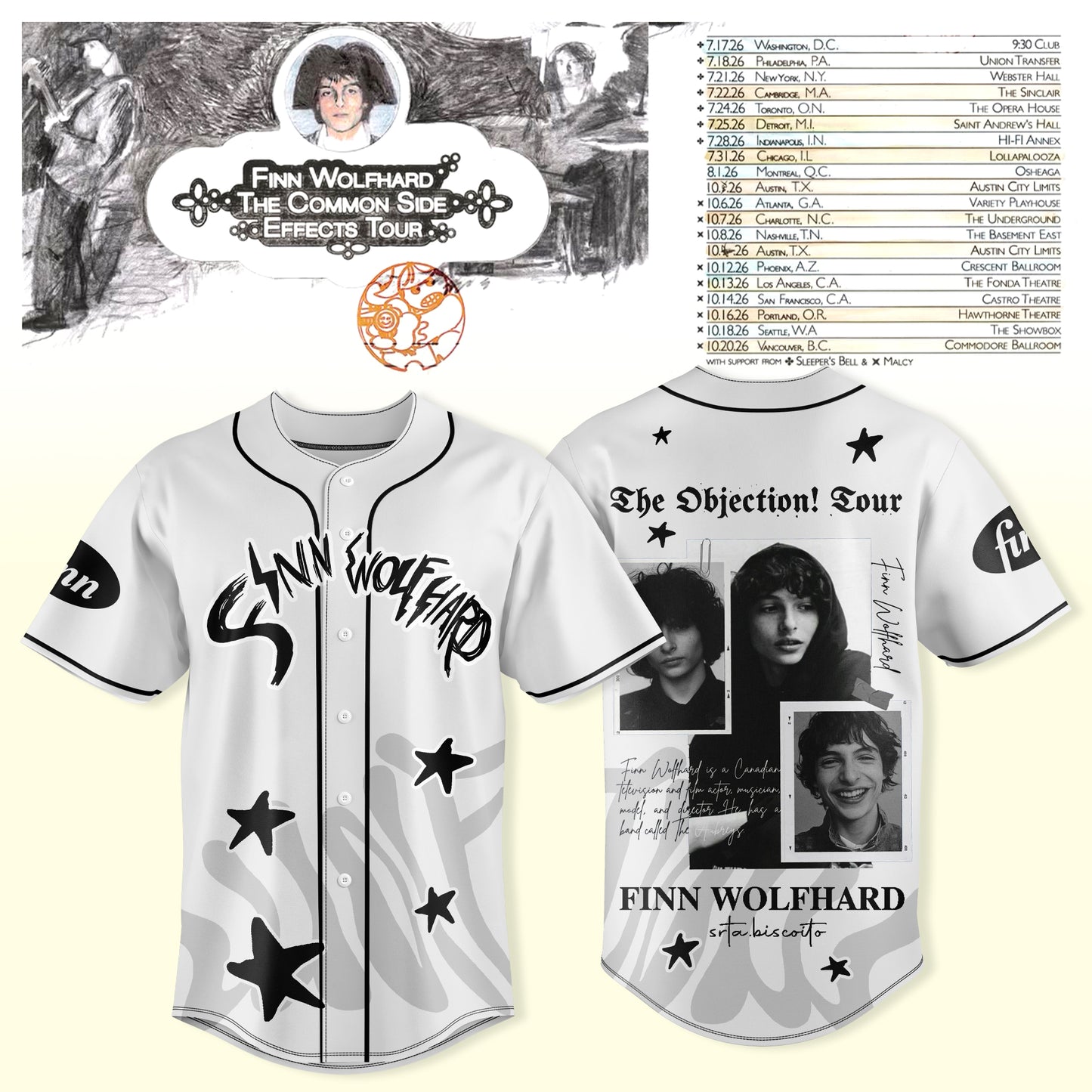 Finn Wolfhard – The Common Side Effects Tour Jersey