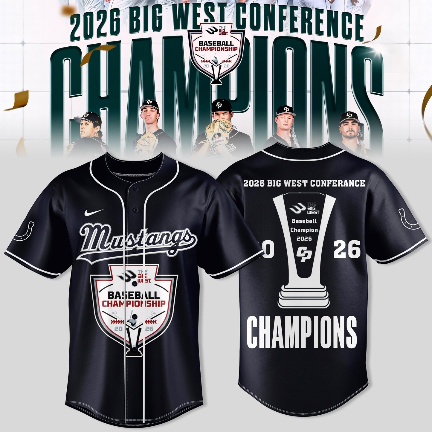 _ Big West Conference 2026 Champions – Cal Poly Mustangs Baseball Jersey