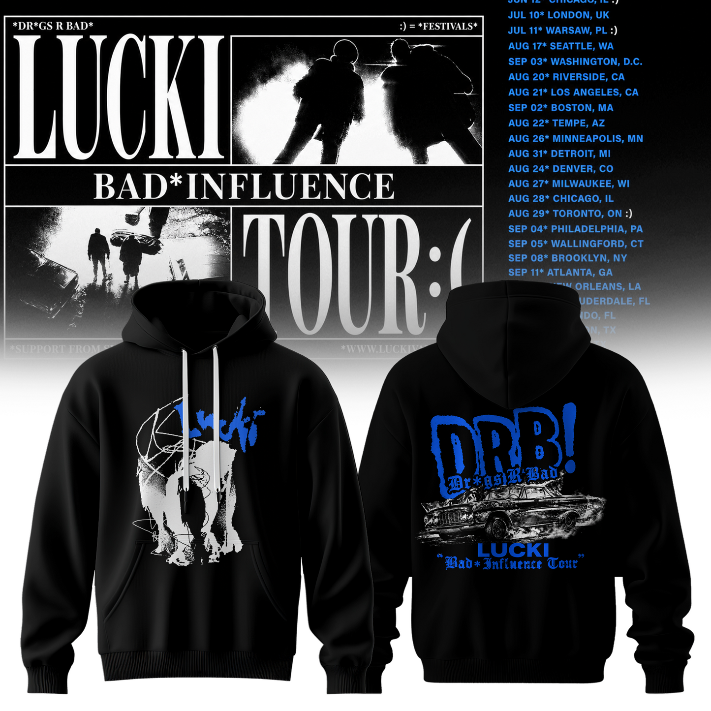 Deep Blue Barbed Tour Hoodie