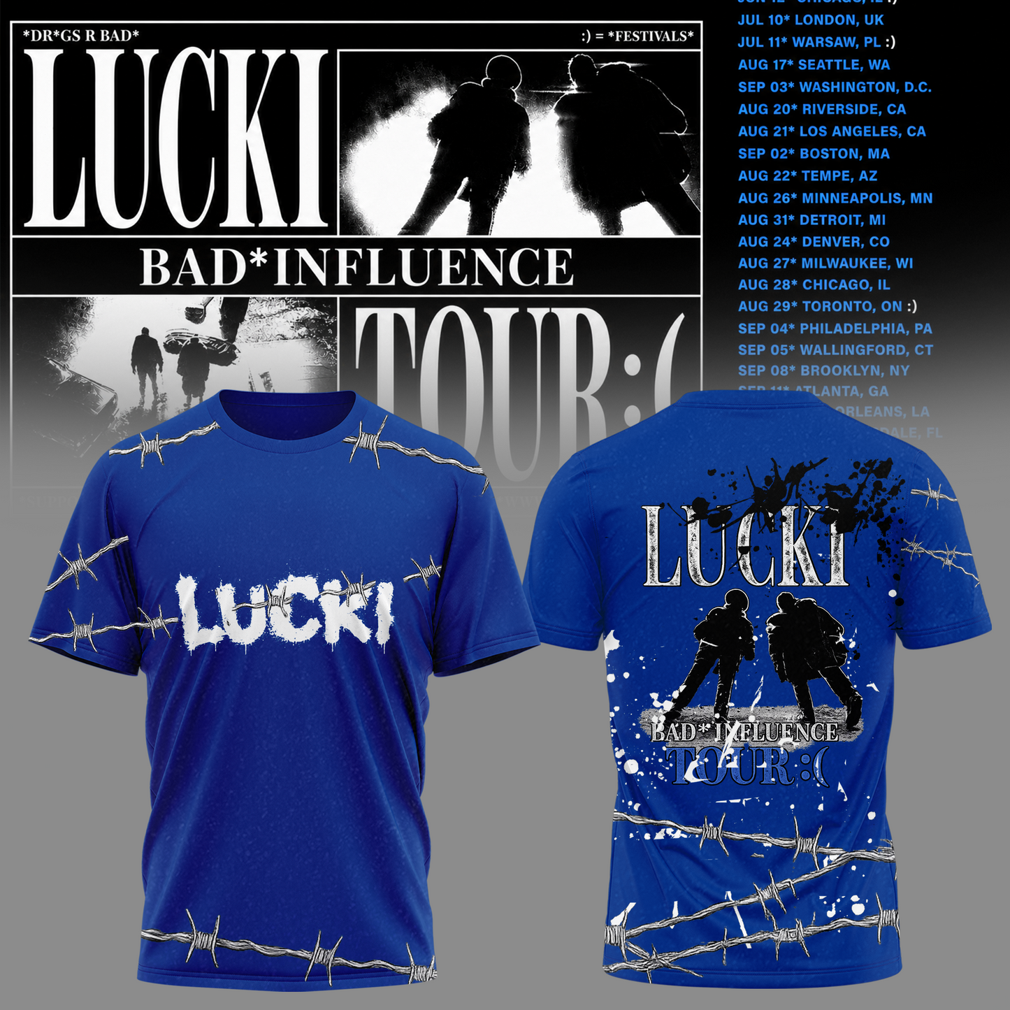 Deep Blue Barbed Tour Tee