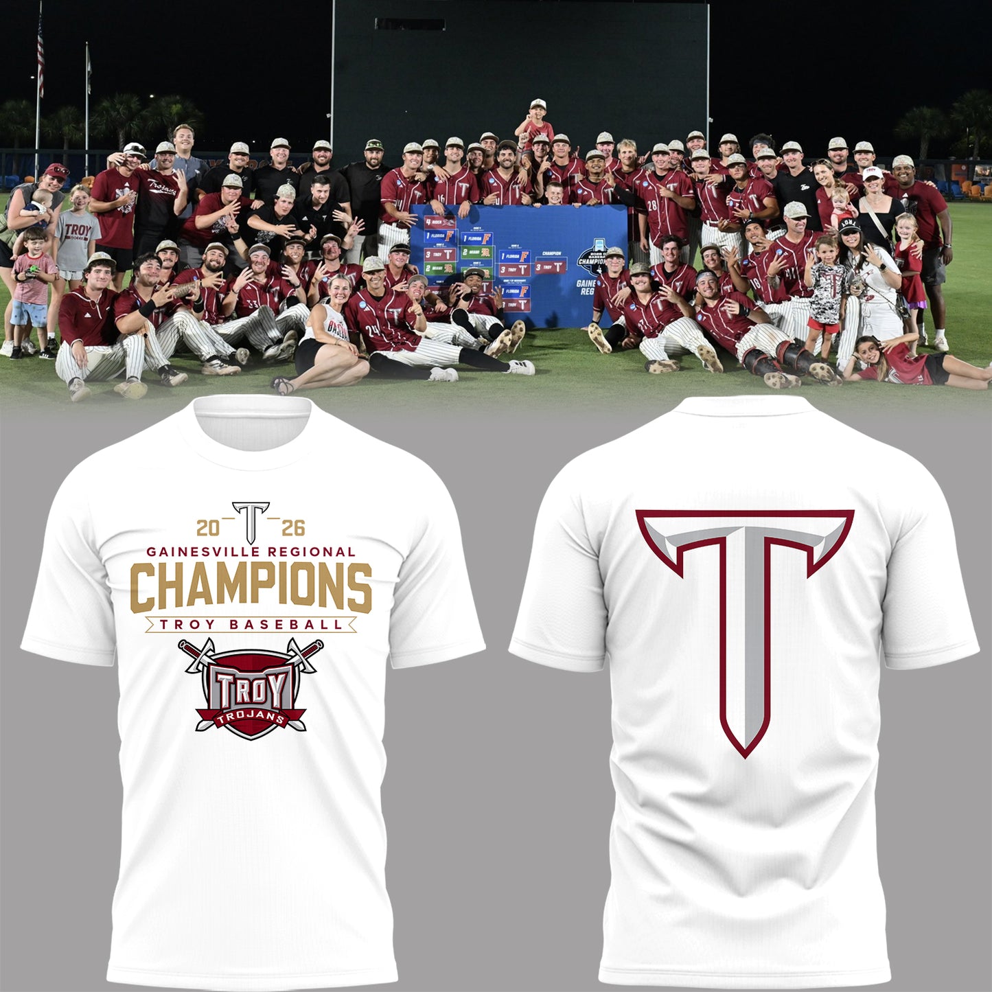 Limited Edition Troy Baseball x Champion Gainesville Regional 2026 Shirt