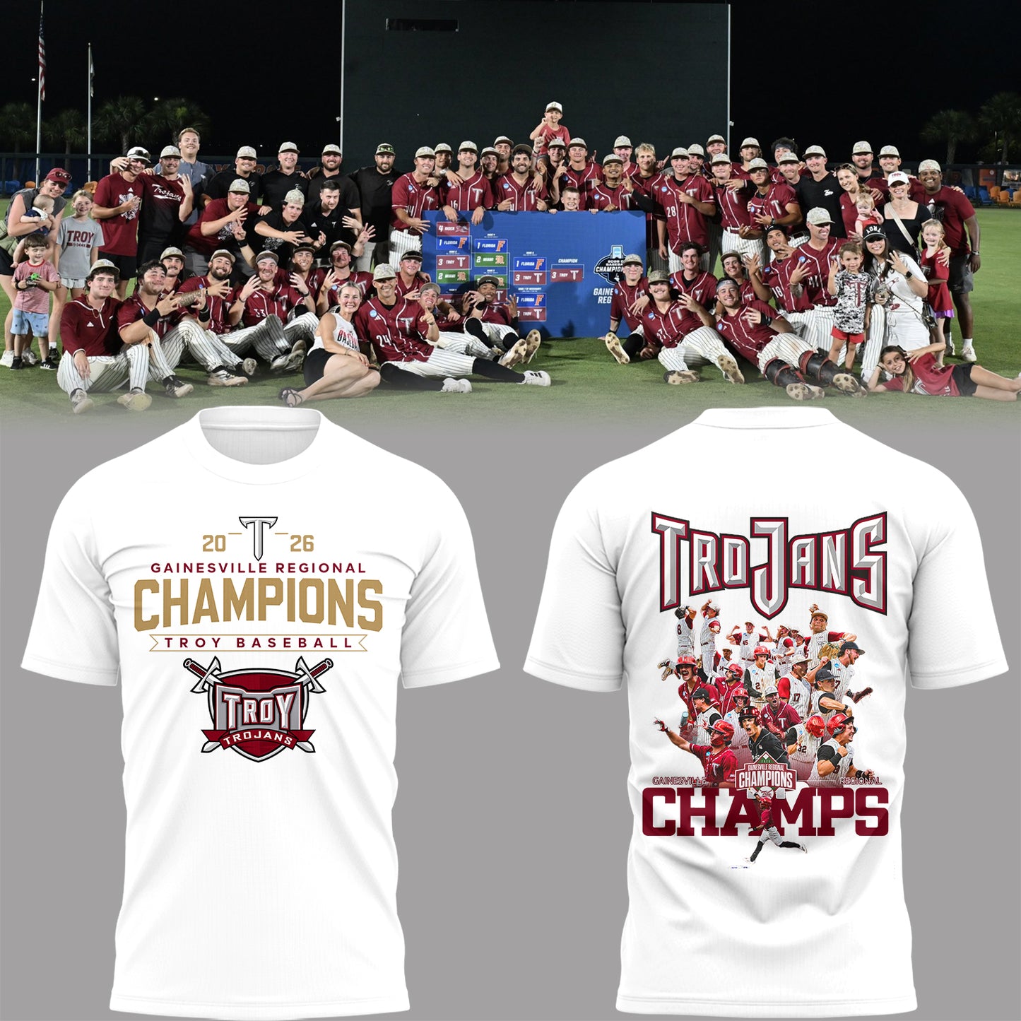 Limited Edition Troy Baseball x Champion Gainesville Regional 2026 Shirt