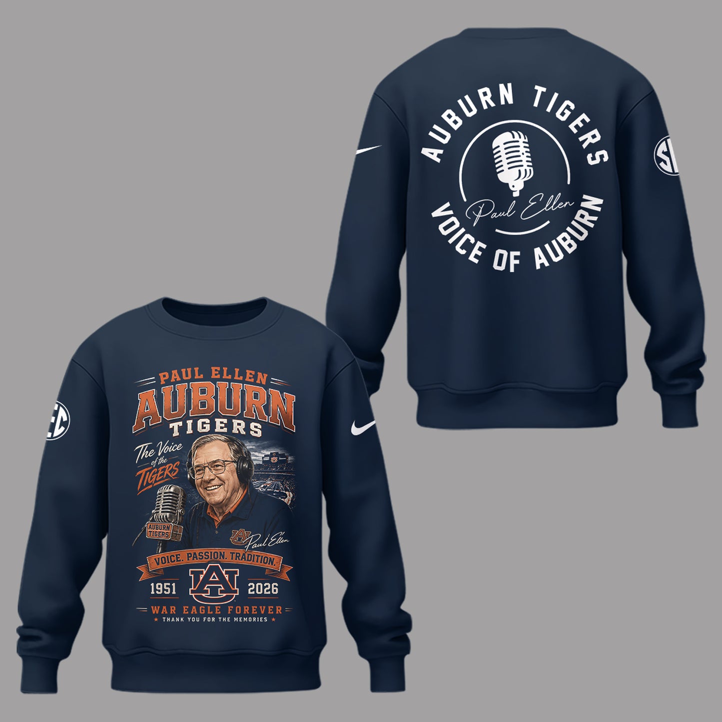 “Remembering Paul Ellen – The Voice of Auburn”🎙️🐅Sweatshirt