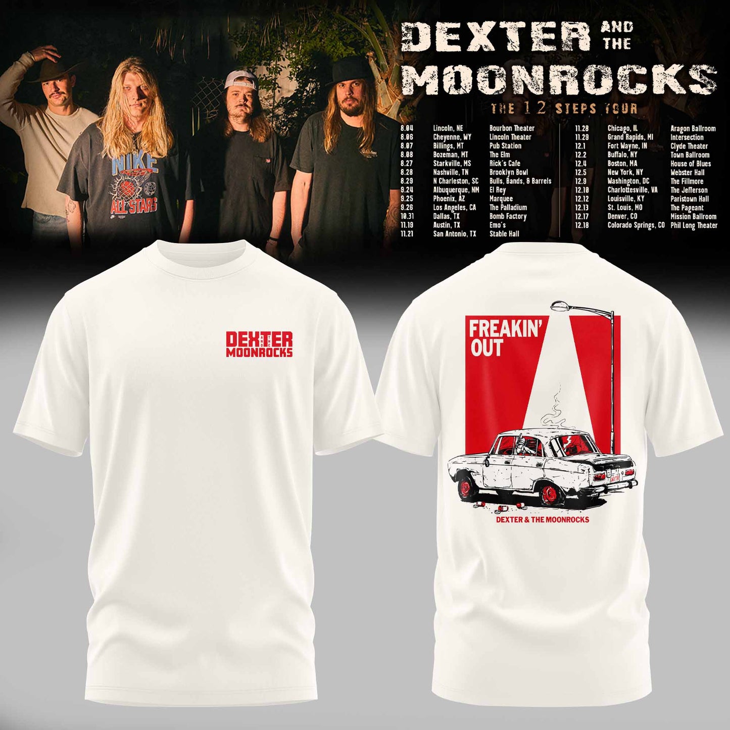 DEXTER & THE MOONROCK – THE 12 STEP TOUR 2026 T-shirt