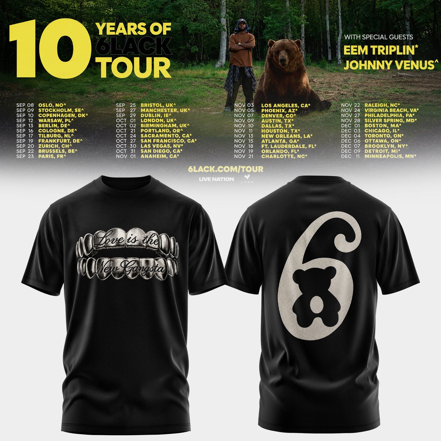 10 Years of 6LACK Tour T-shirt