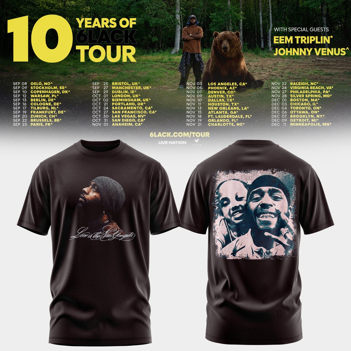 10 Years of 6LACK Tour T-shirt