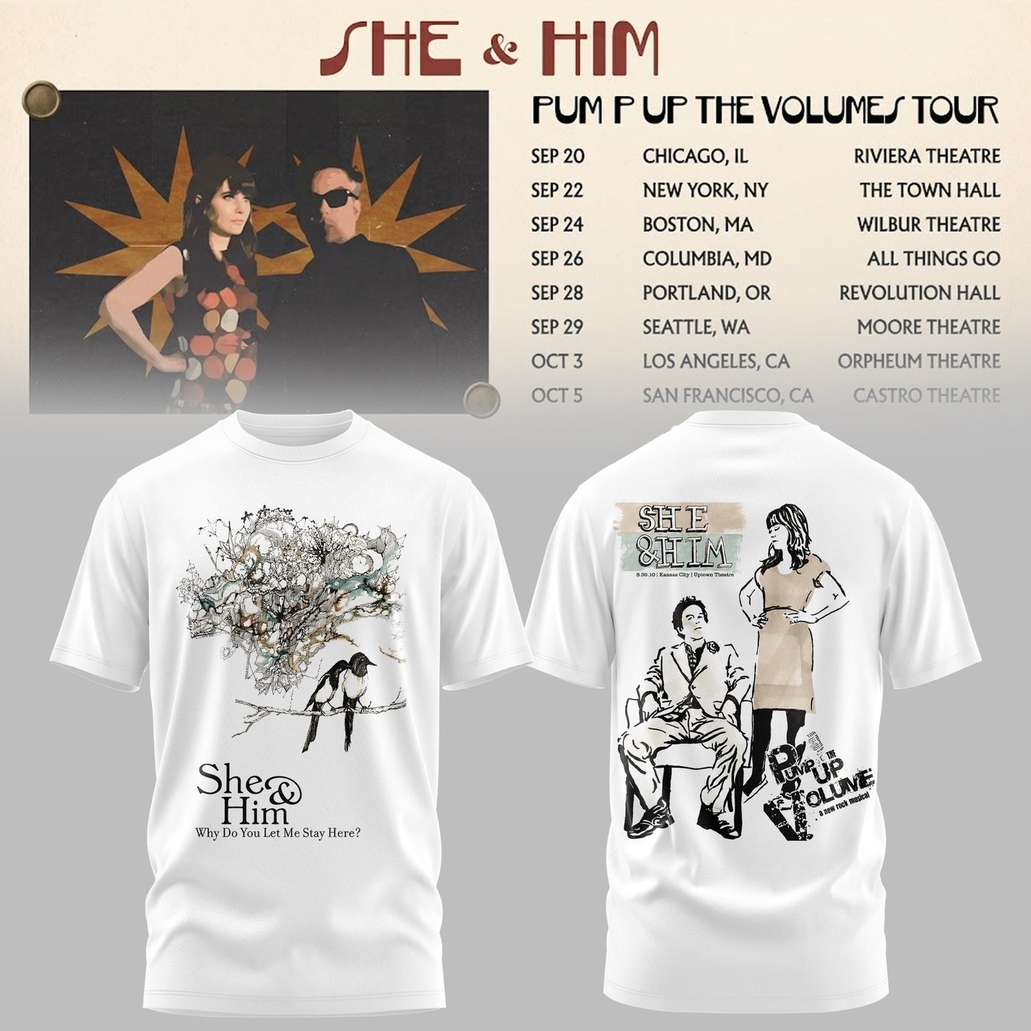 SHE & HIM – PUMP UP THE VOLUME COLLECTION TEE