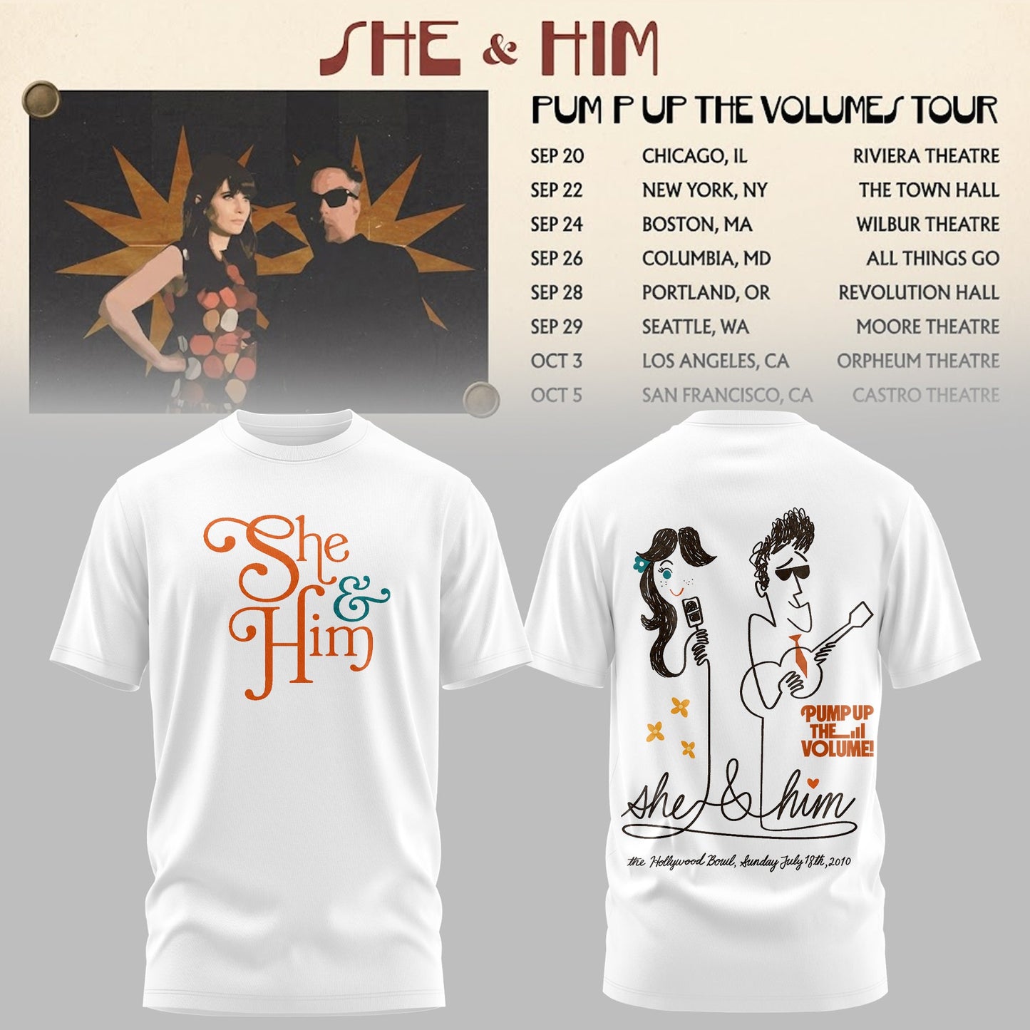 SHE & HIM – PUMP UP THE VOLUME COLLECTION TEE