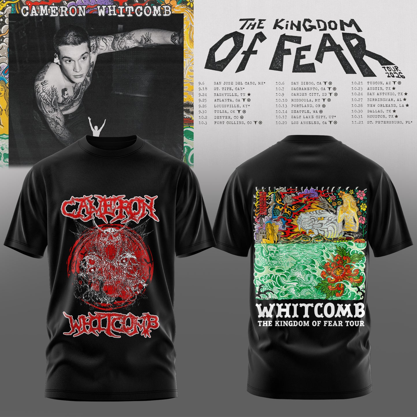 Cameron Whitcomb – The Kingdom Of Fear Tour Tee
