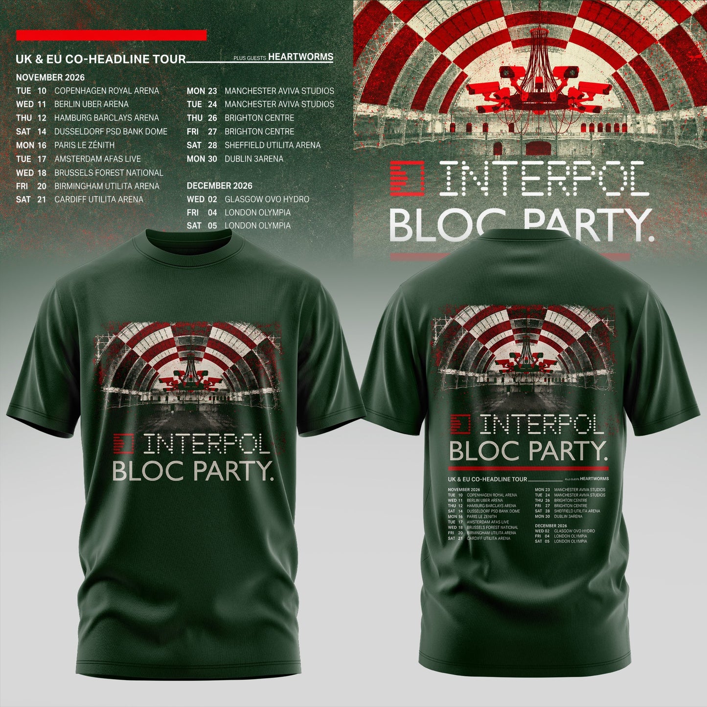 INTERPOL x BLOC PARTY – UK & EU TOUR 2026 TSHIRT COLLECTION IS HERE