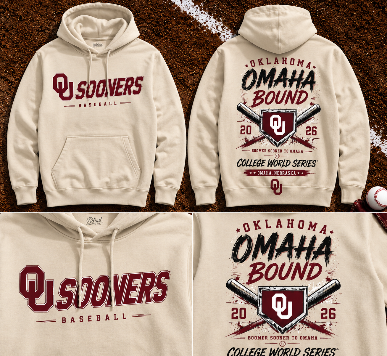 Oklahoma Sooners Baseball 2026 NCAA Baseball Men’s College World Series OMAHA Hoodie