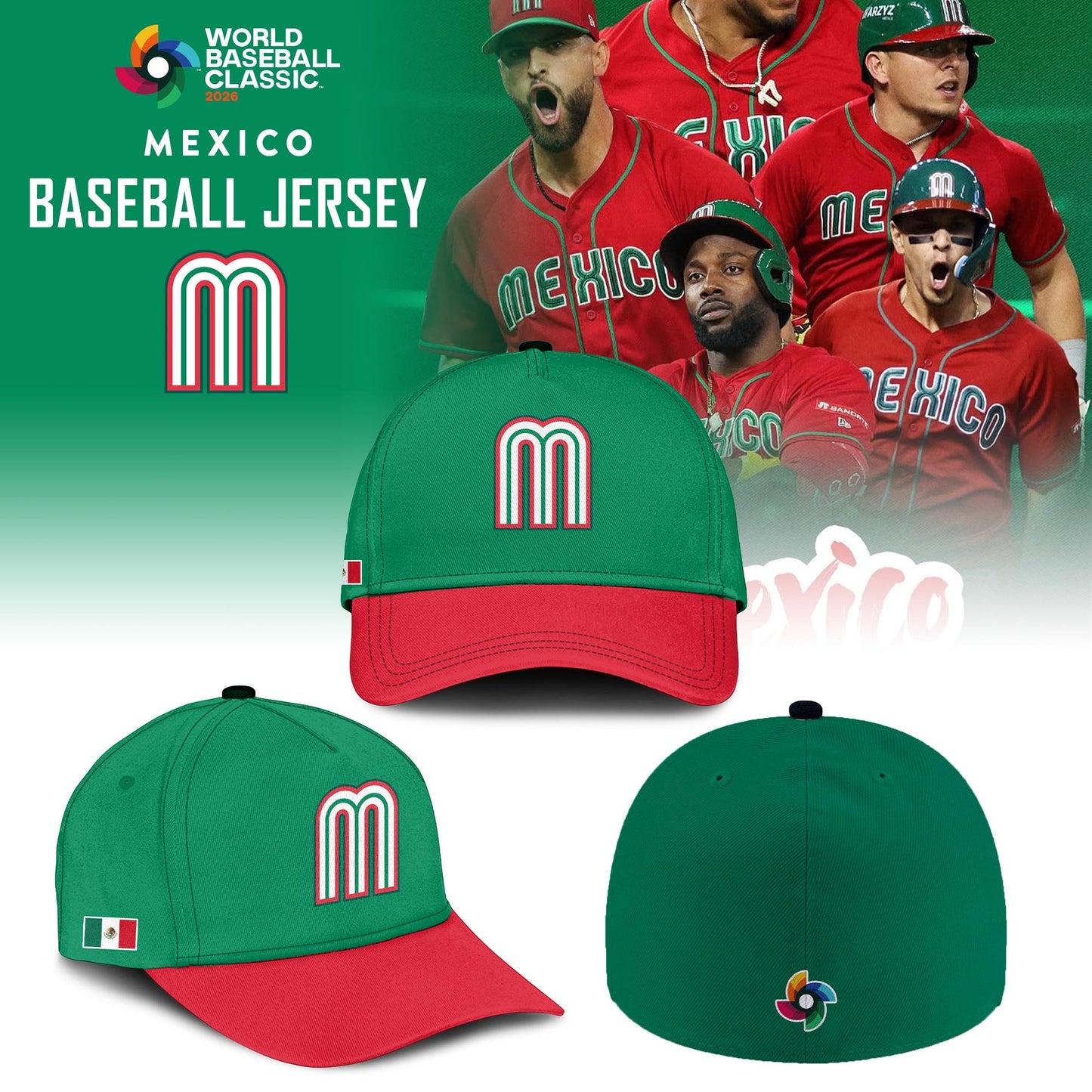 _ Mexico Baseball x Born x Raised Green 2026 World Baseball Classic Jersey Limited Edition White