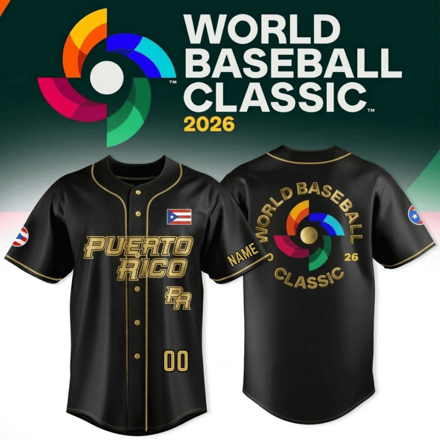 Puerto Rico - Baseball 2026 World Baseball Classic Goldden Personalization-3D Baseball Jersey