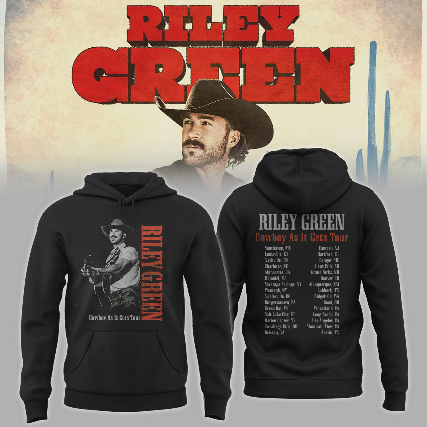 Riley Green Cowboy As It Gets Tour 2026 Edition Hoodie