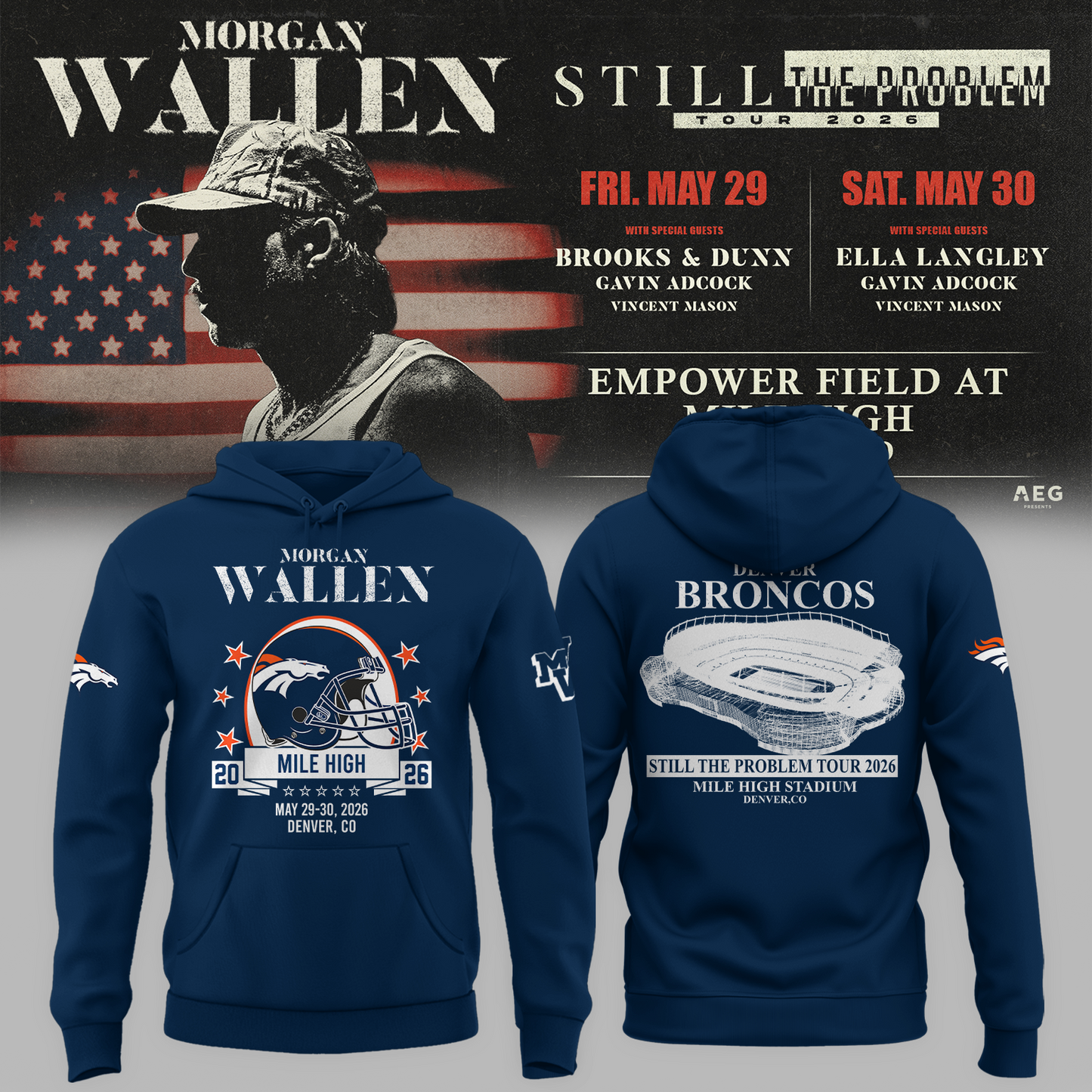Limited Edition MWallen x Denver Broncos Hoodie 2026