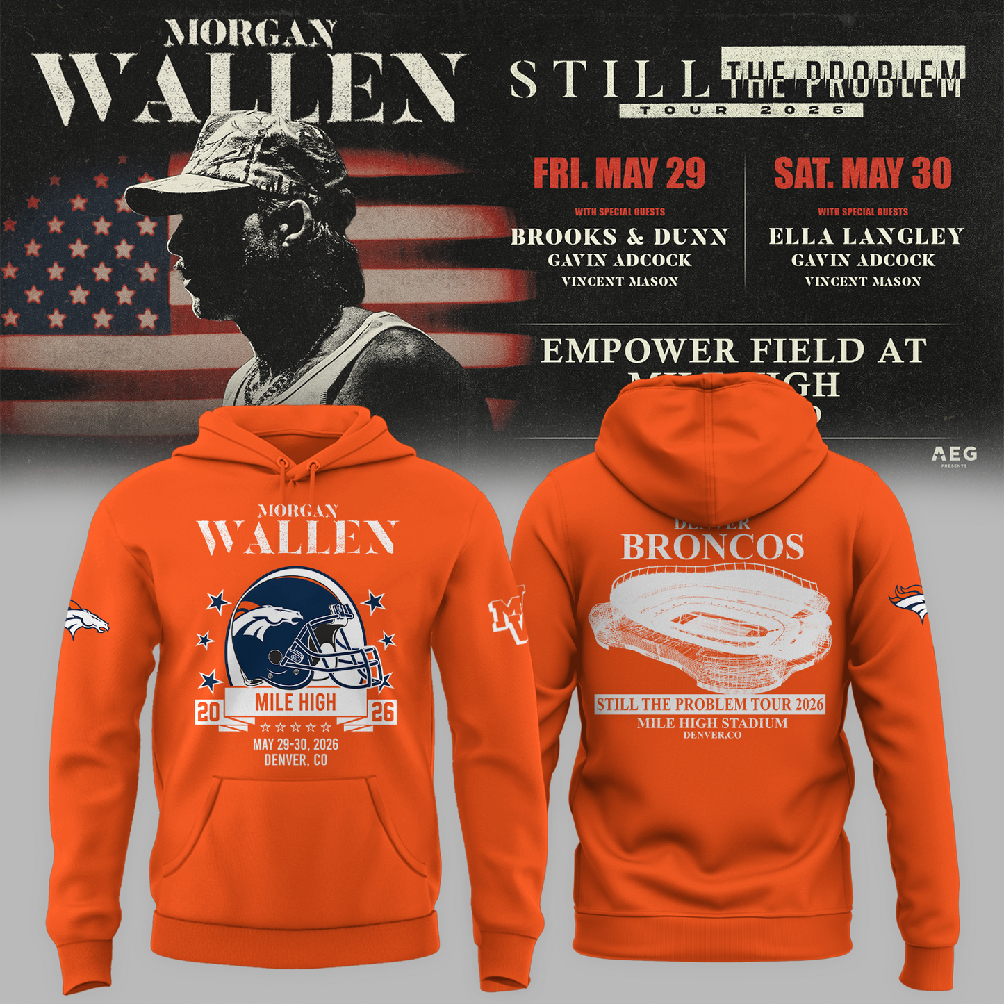 Limited Edition MWallen x Denver Broncos Hoodie 2026