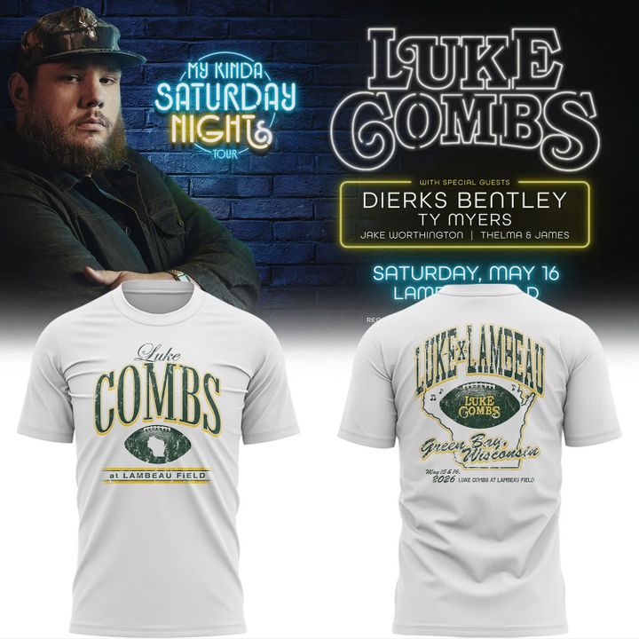 Luke Combs x Green Bay Packers 'My Kinda Saturday Night Tour' T-Shirt - Limited Edition