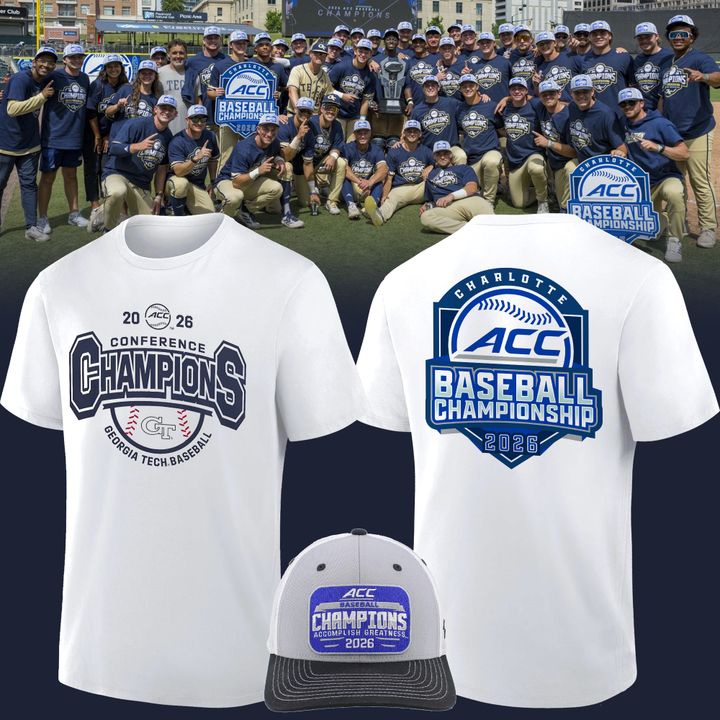 Georgia Tech Yellow Jackets Baseball Adidas ACC Tournament Champions Tee