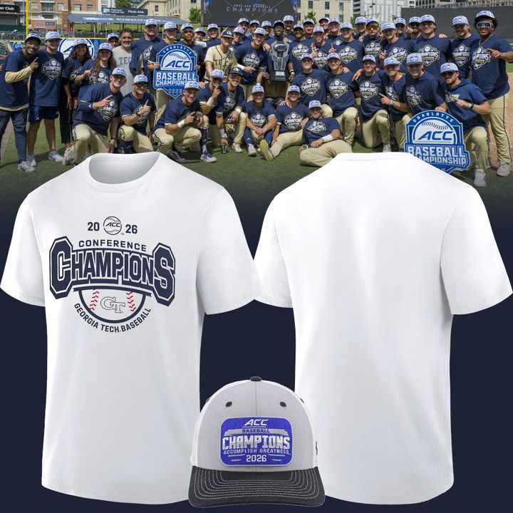Georgia Tech Yellow Jackets Baseball Adidas ACC Tournament Champions Tee