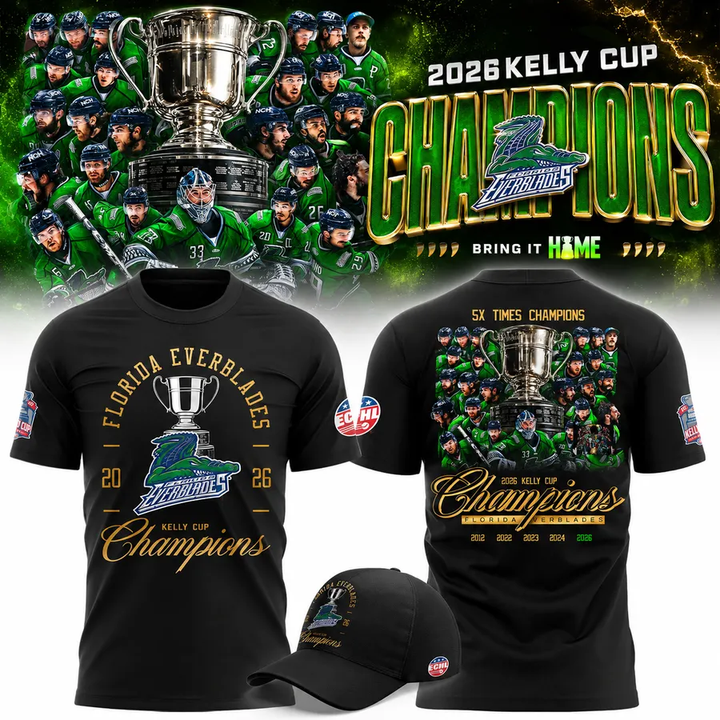 Limited Edition Florida Everblades 2026 Kelly Cup Champions TShirt