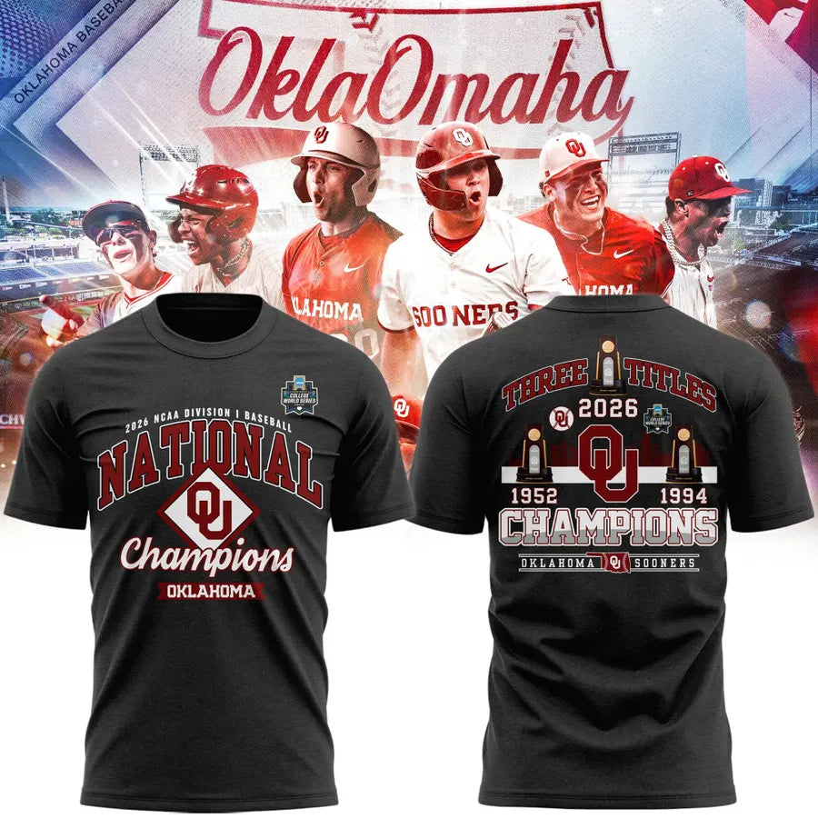 Sooners Crimson 2026 Division I Baseball National Champions Locker Room Shirt