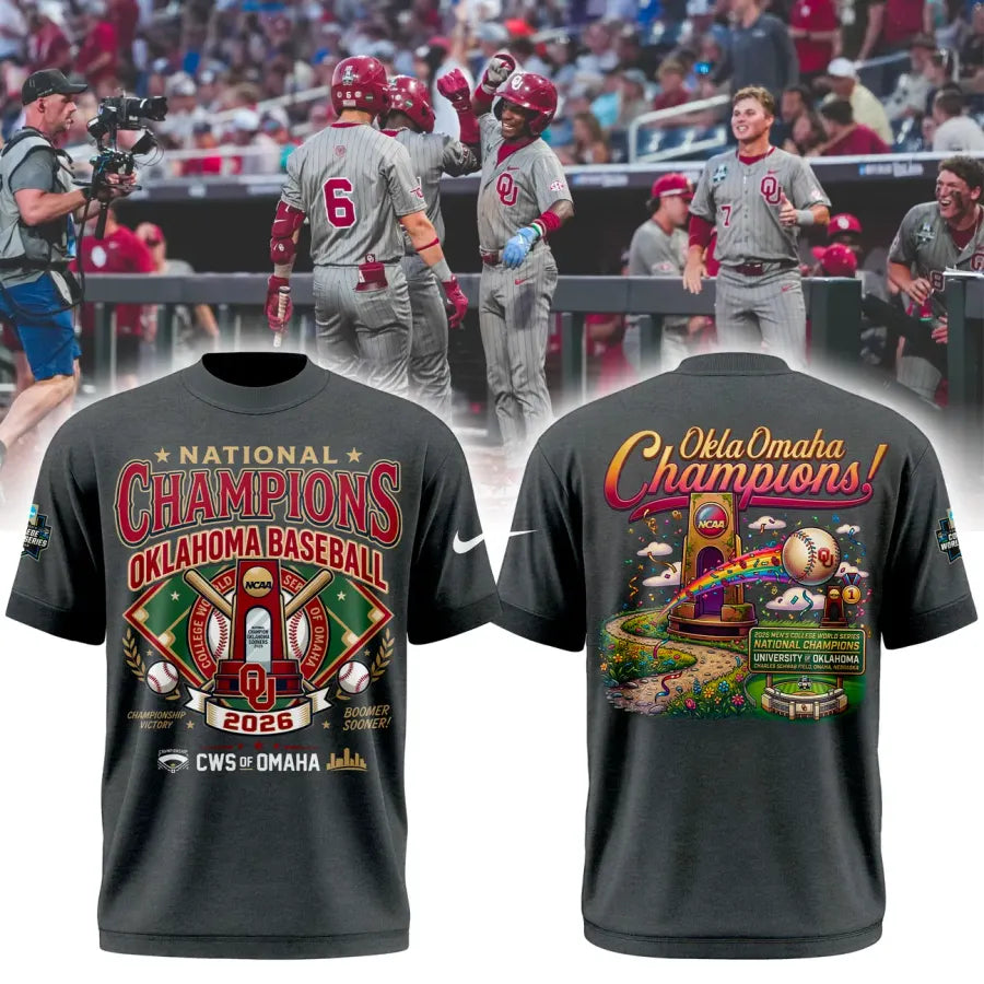 Sooners Crimson 2026 Division I Baseball National Champions Locker Room Shirt